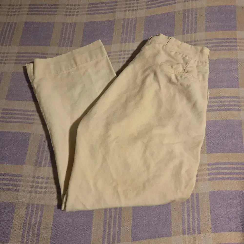 Vintage 1940s Palm Beach Gabardine Rayon Pleated Trouser Linen Pants Size 29x28
